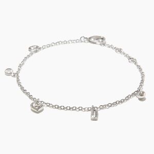 New Coach Silver Charm Bracelet with Heart and Logo Dainty
